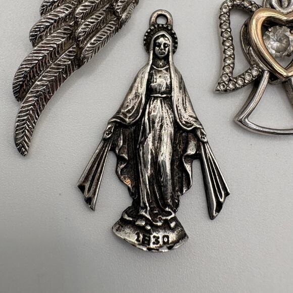 Sterling Silver Pendant Lot Angel Religious 11.6g - Picture 3 of 13